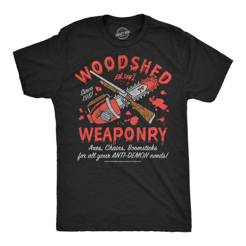 Mens Funny T Shirts Woodshed Weaponry Evil Dead Movie Tee For Men